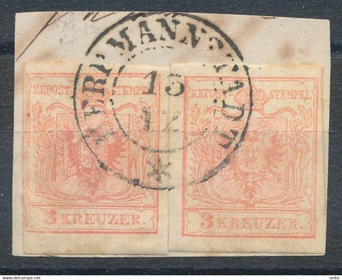 1850. Typography 3+3kr Stamp, HERMANNSTADT - ...-1867 Préphilatélie
