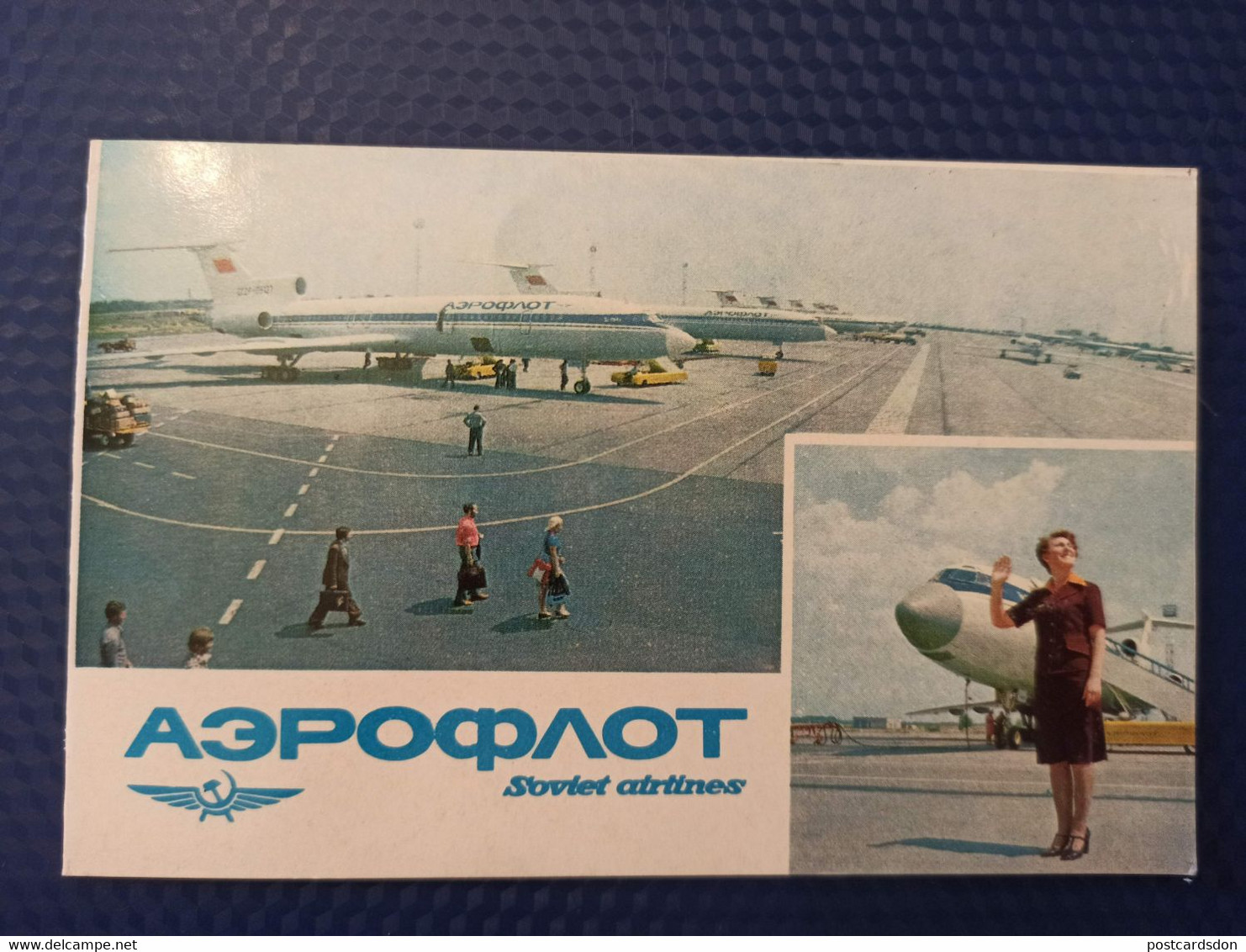 AEROFLOT. Ukraine. Kiev International Airport BORISPIL. Aeroport - TU 134 Plane - Avion - DOUBLE CARD USSR PC - 1970s - Aérodromes