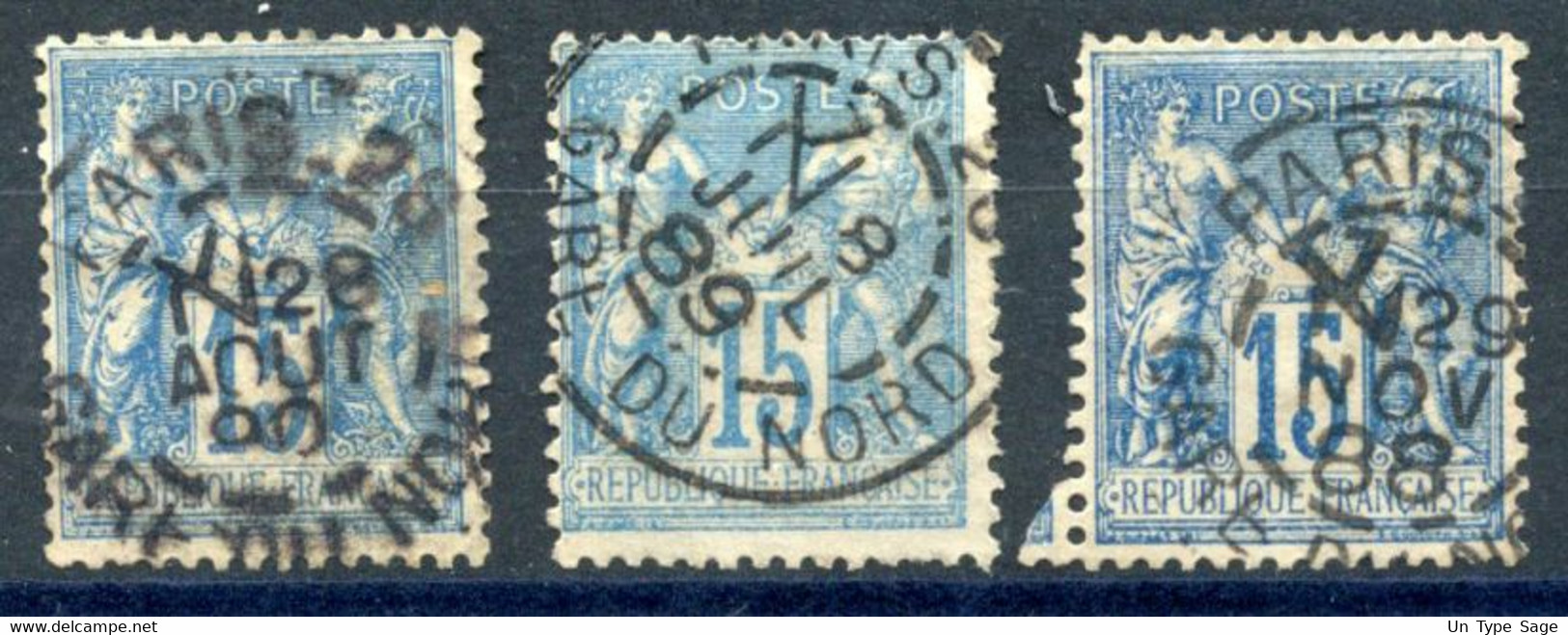 France N°90 - Lot De 3 - TAD De Levée - (F703) - 1876-1898 Sage (Tipo II)