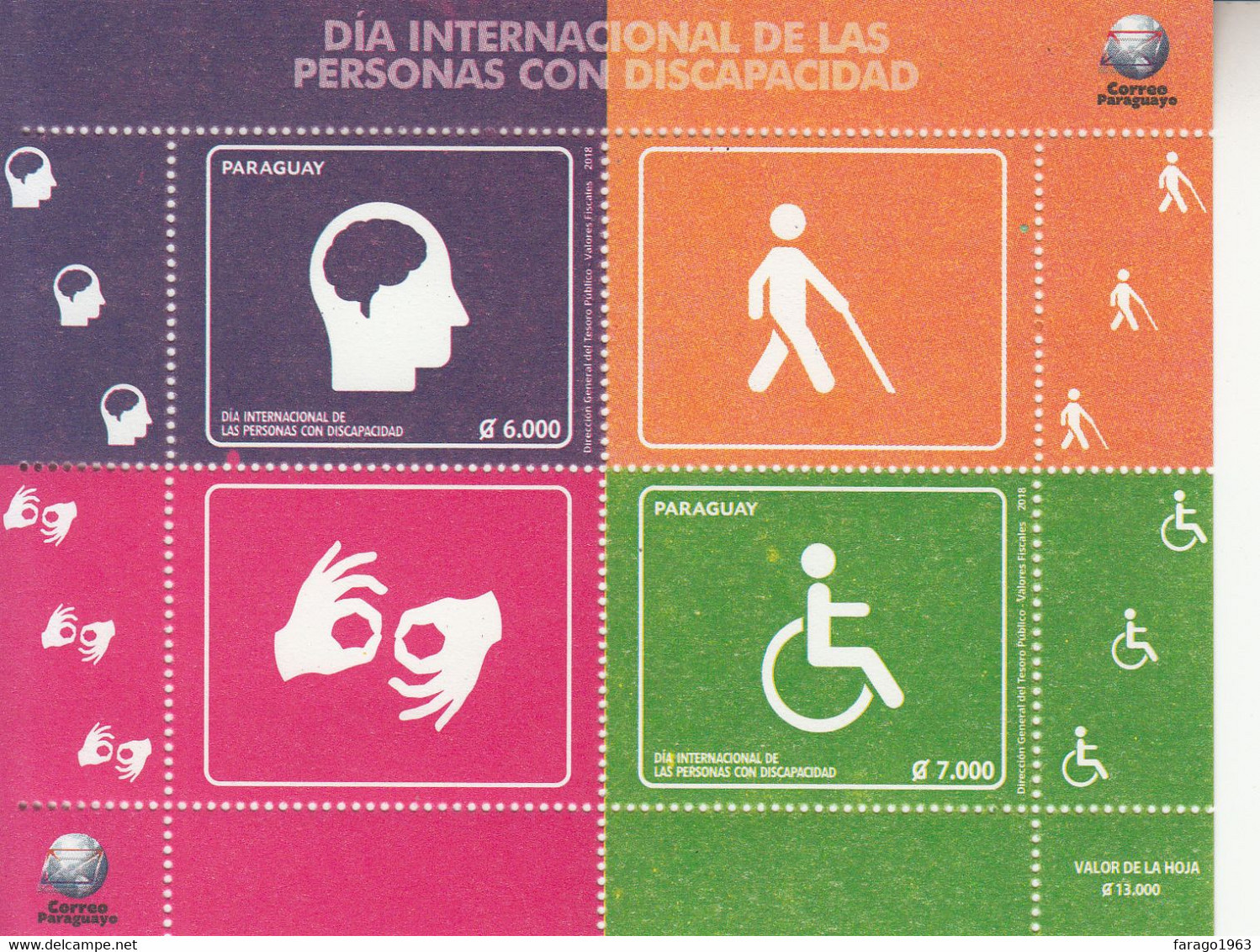 2018 Paraguay International Day Of The Disabled Hearing Sight  Souvenir Sheet  MNH - Paraguay