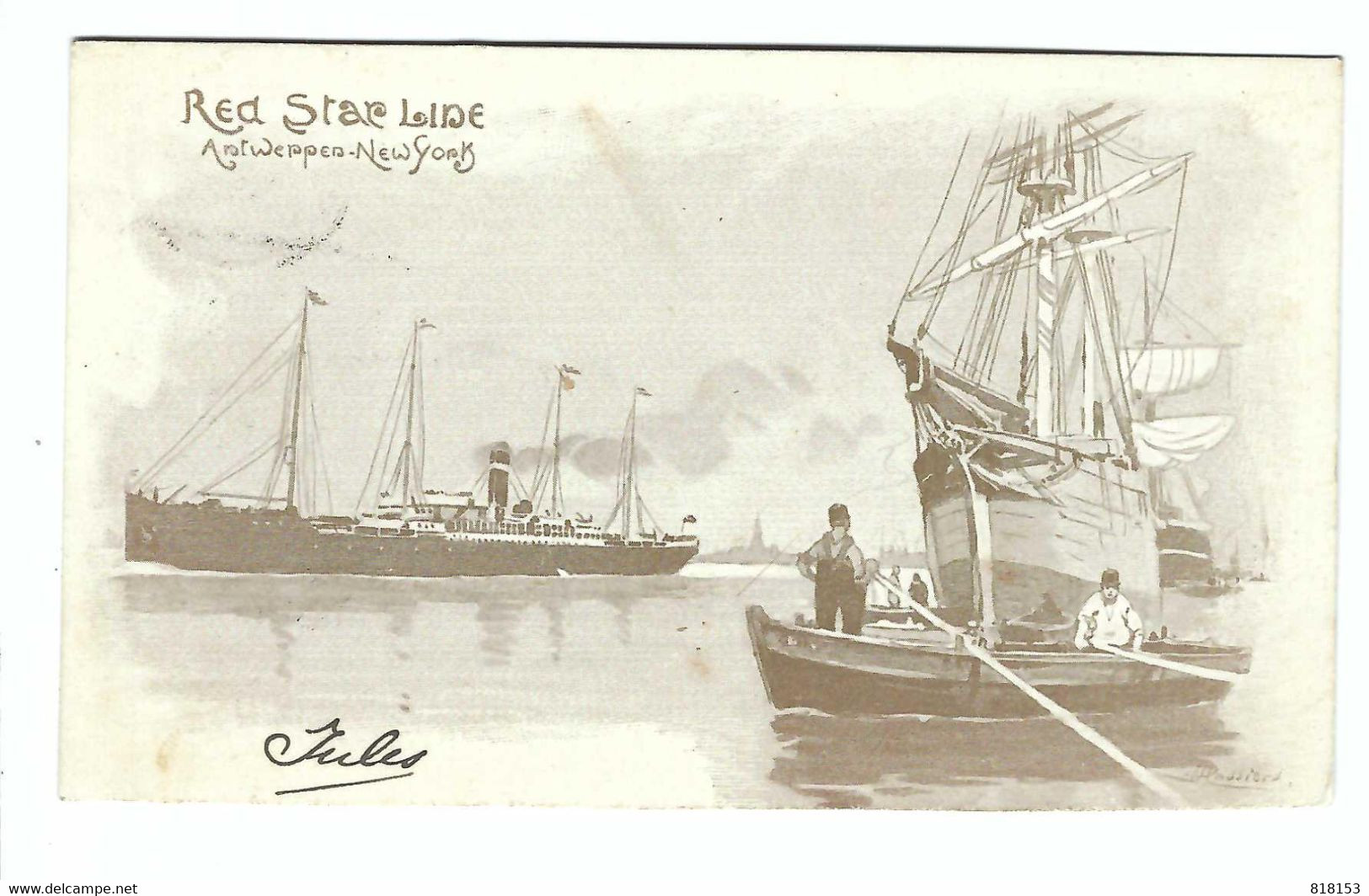 RED STAR LINE  Antwerp-New York   1911  Litho H.Cassiers - Steamers