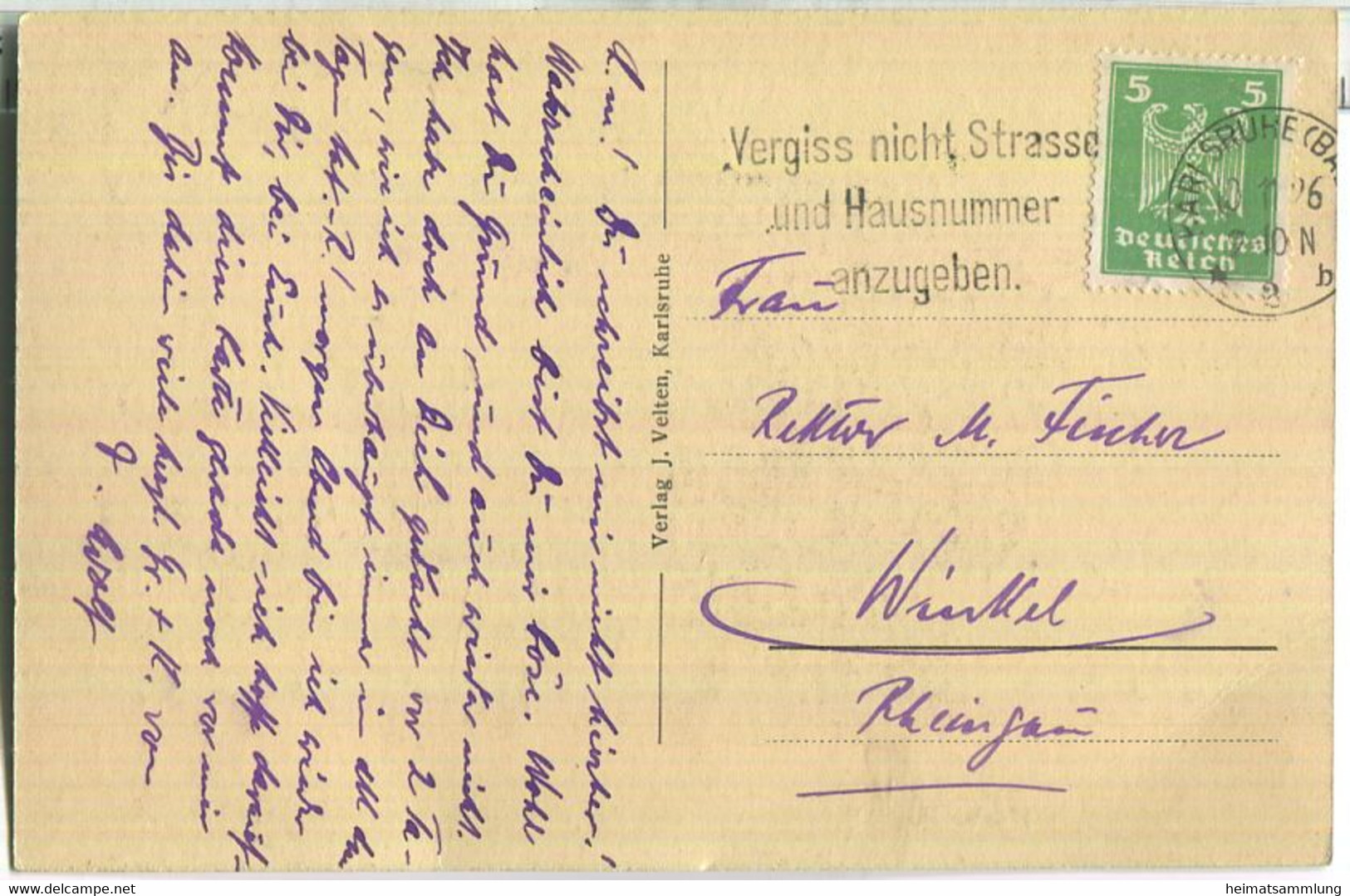 Karlsruhe - Stephansbrunnen Von Billing & Binz - Verlag J. Velten Karlsruhe - Karlsruhe