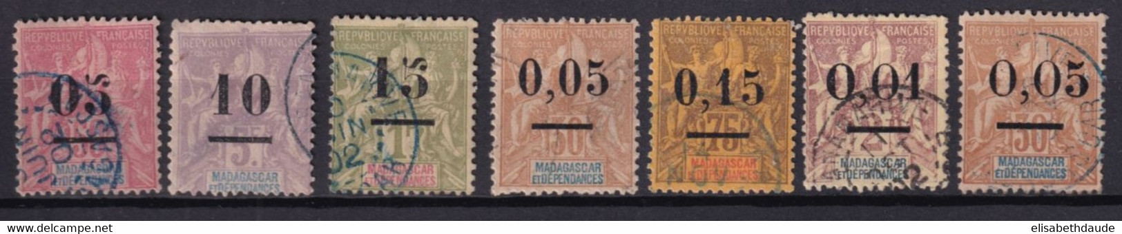 MADAGASCAR - 1902 - YT N° 48/50+52+54+56/57 OBLITERES - COTE 2022 = 94 EUR - Used Stamps