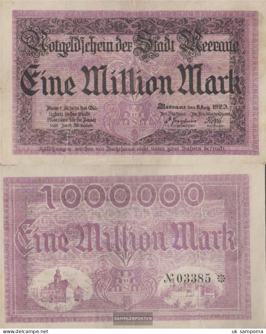 Meerane Inflationsgeld City Meerane Used (III) 1923 1 One Million Mark - 1 Mio. Mark