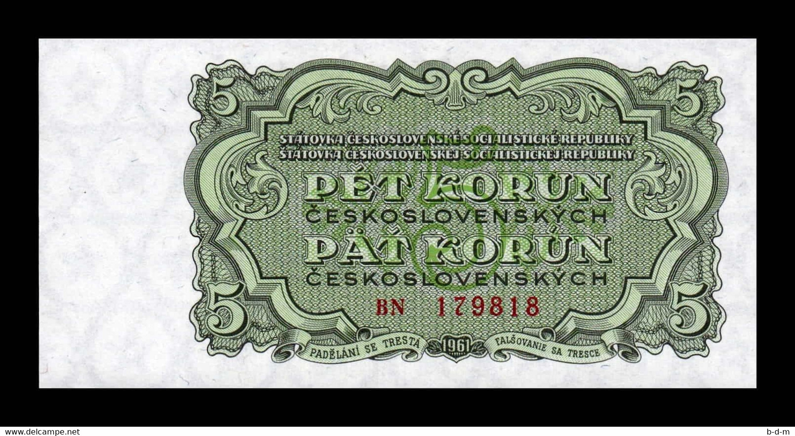 Checoslovaquia Czechoslovakia 5 Korun 1961 Pick 82b SC UNC - Czechoslovakia