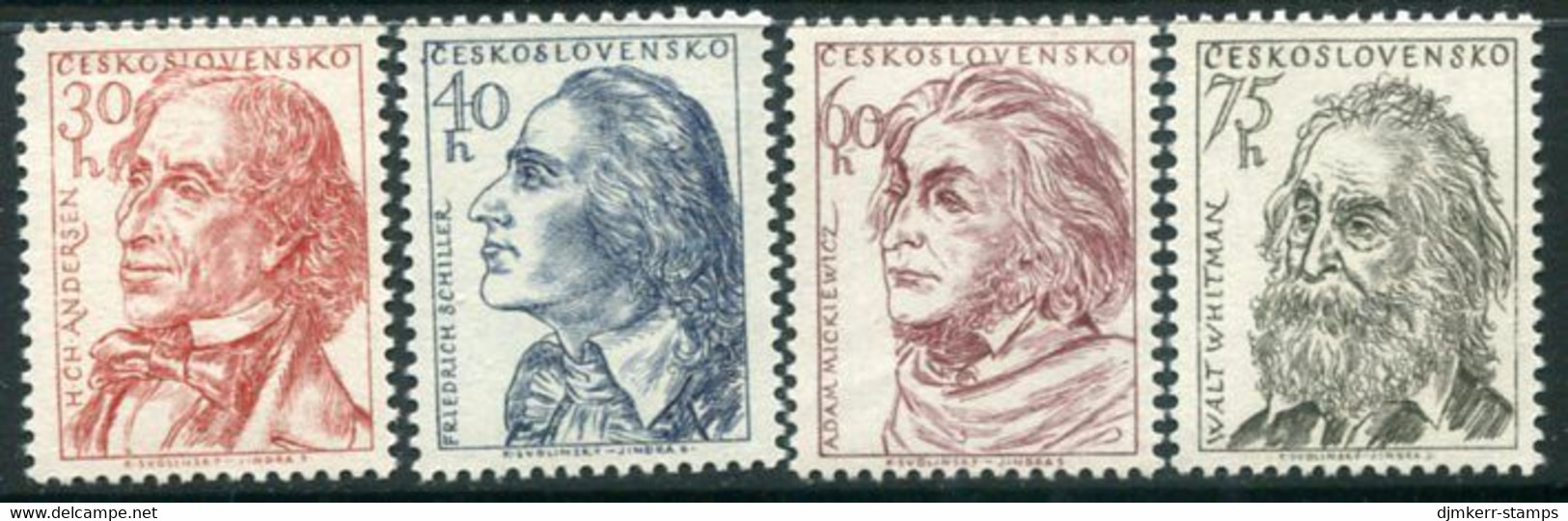 CZECHOSLOVAKIA 1955 Poets MNH / **.  Michel 941-44 - Neufs