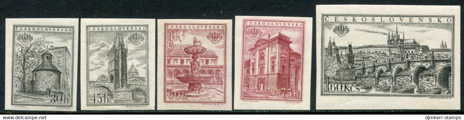 CZECHOSLOVAKIA 1955 Praga 1955 Stamp Exhibition Imperforate Singles Ex Block MNH / **.  Michel 934-38B - Nuovi