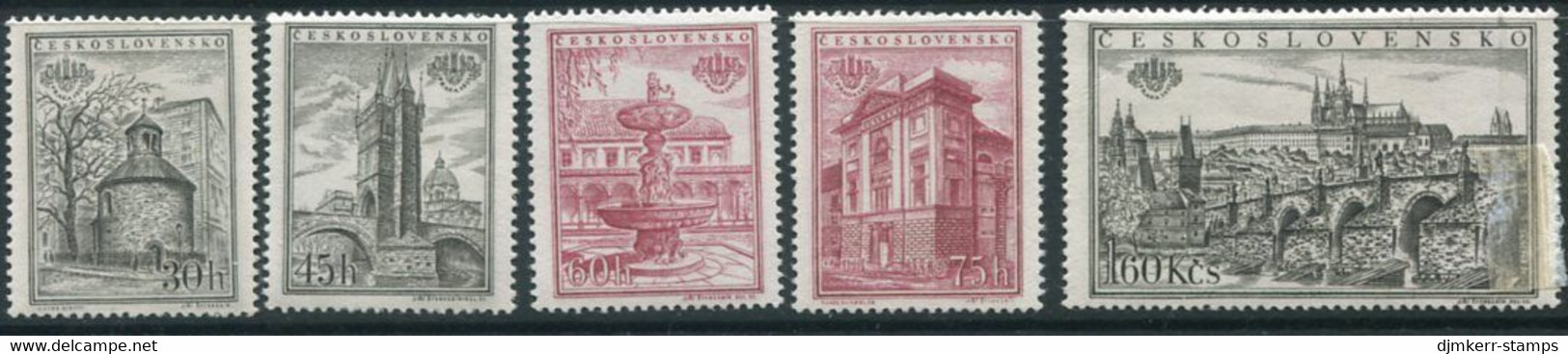 CZECHOSLOVAKIA 1955 Praga 1955 Stamp Exhibition Perforated Singles Ex Block MNH / **.  Michel 934-38A - Ongebruikt