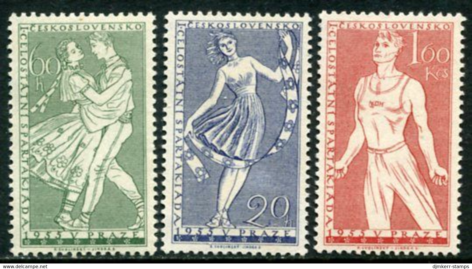 CZECHOSLOVAKIA 1955 National Spartakiad MNH / **.  Michel 917-19 - Unused Stamps