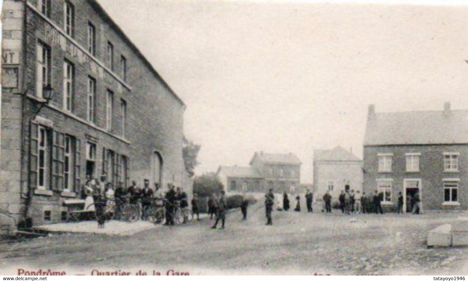 Pondrome Quartier De La Gare Bien Animée Cyclistes  Et Autres Voyagé En 1905 - Beauraing