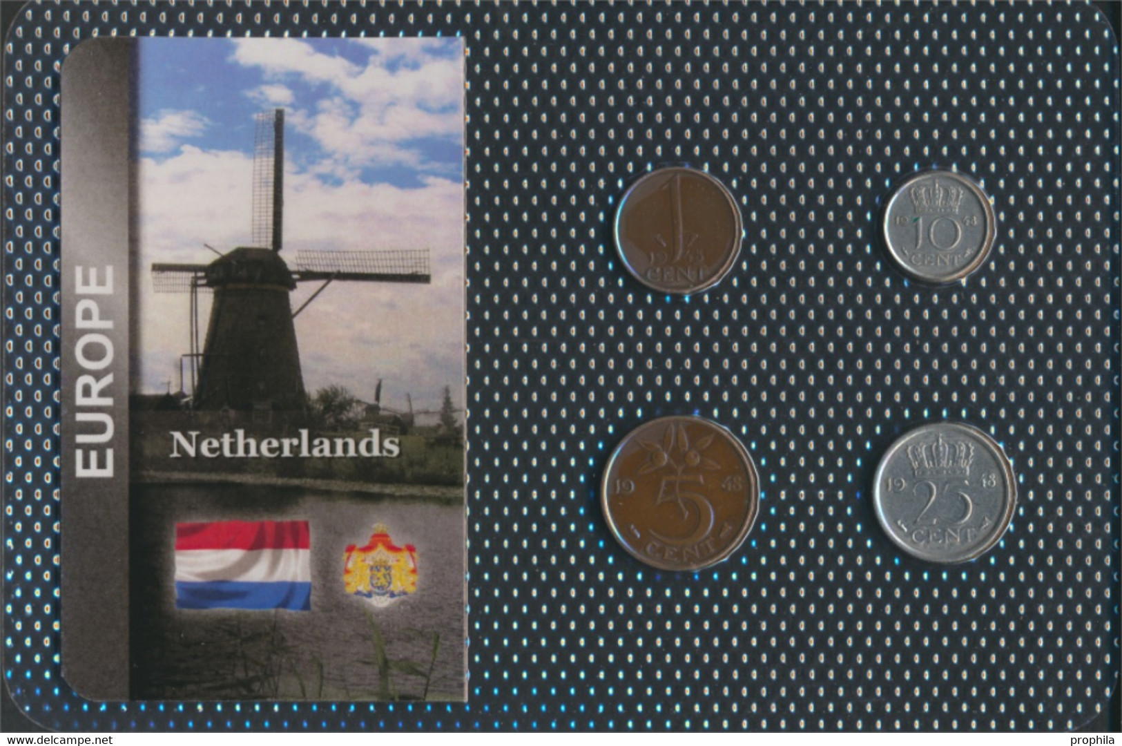 Niederlande 1948 Sehr Schön Kursmünzen 1948 1 Cent Bis 25 Cents (9664147 - Collections