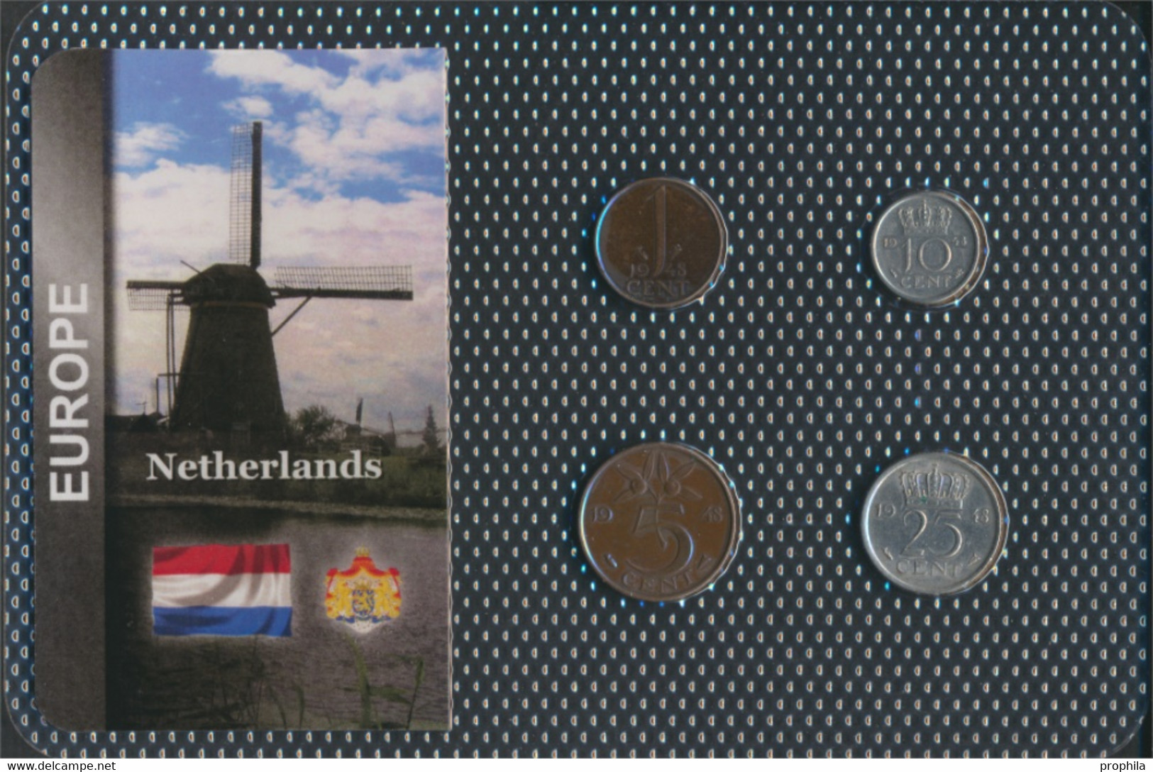 Niederlande 1948 Sehr Schön Kursmünzen 1948 1 Cent Bis 25 Cents (9664148 - Collezioni