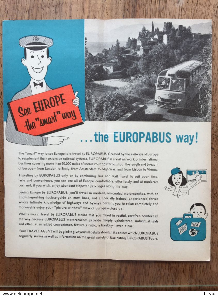 Europe By Europabus. Brochure De 28 Pages Repliée Au Format 23 X 10 Cm, 1965. Parfait état. - Toeristische Brochures