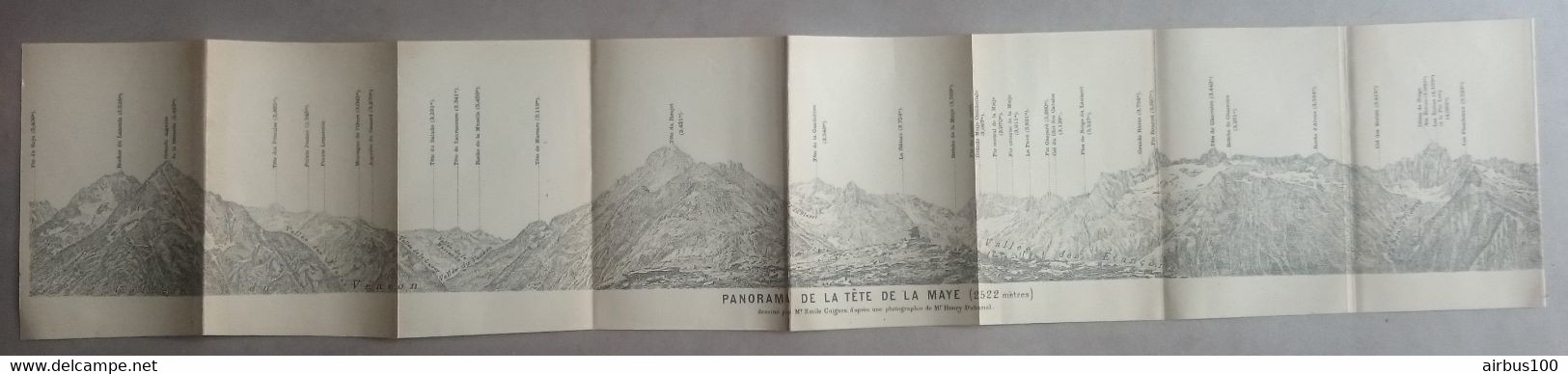 CARTE PLAN 1907 - 12 X 71 Cm - PANORAMA De La TETE De La MAYE (2522 Mètres) PAR ÉMILE GUIGUES Et PHOTO De HENRY DUHAMEL - Cartes Topographiques