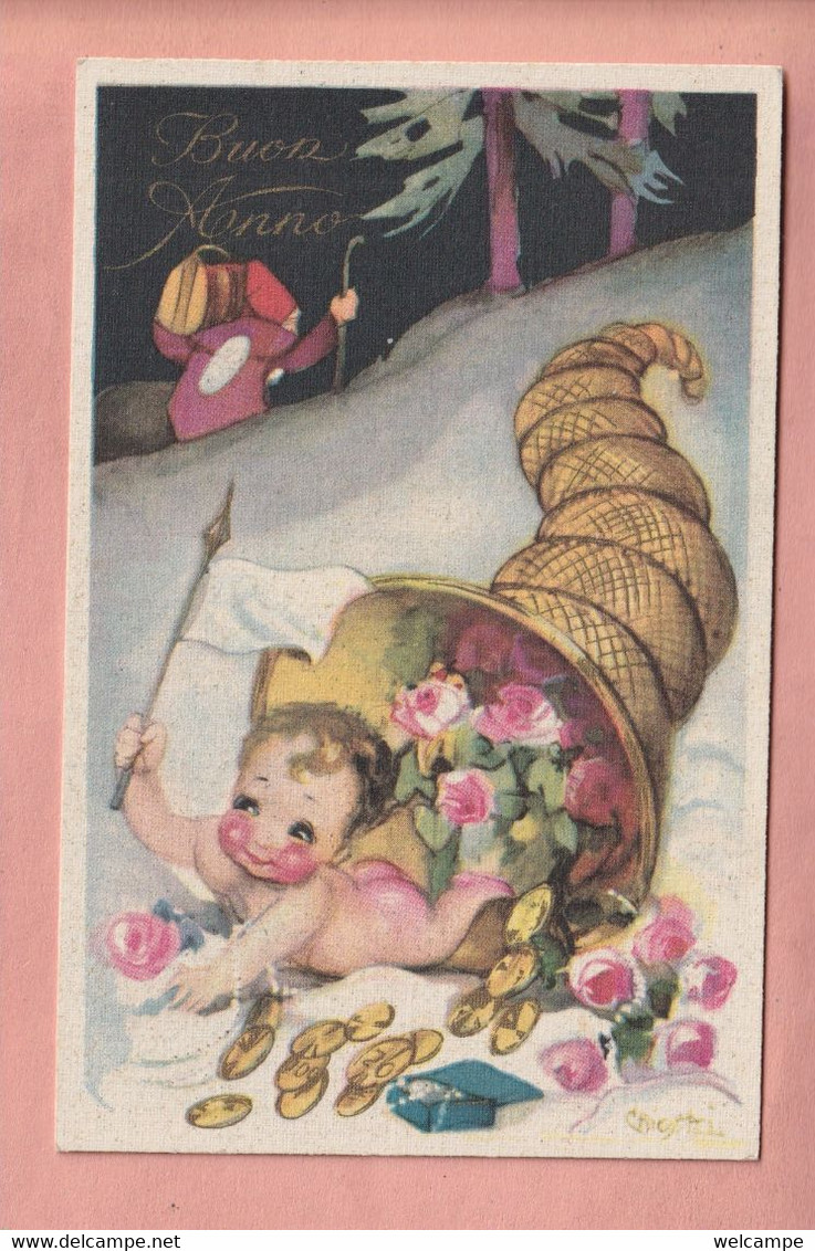 OLD POSTCARD - ARTIST SIGNED  CHIOSTRI - CHILDREN - BUON ANNO NR. 293 - BALLERINI - Chiostri, Carlo