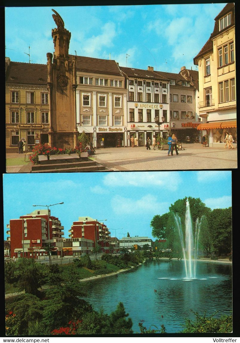 2x AK 70er Jahre Moers Mörs Altmarkt Mit Geschäften, Apotheke, Am Wall, Wall-Zentrum - Mörs