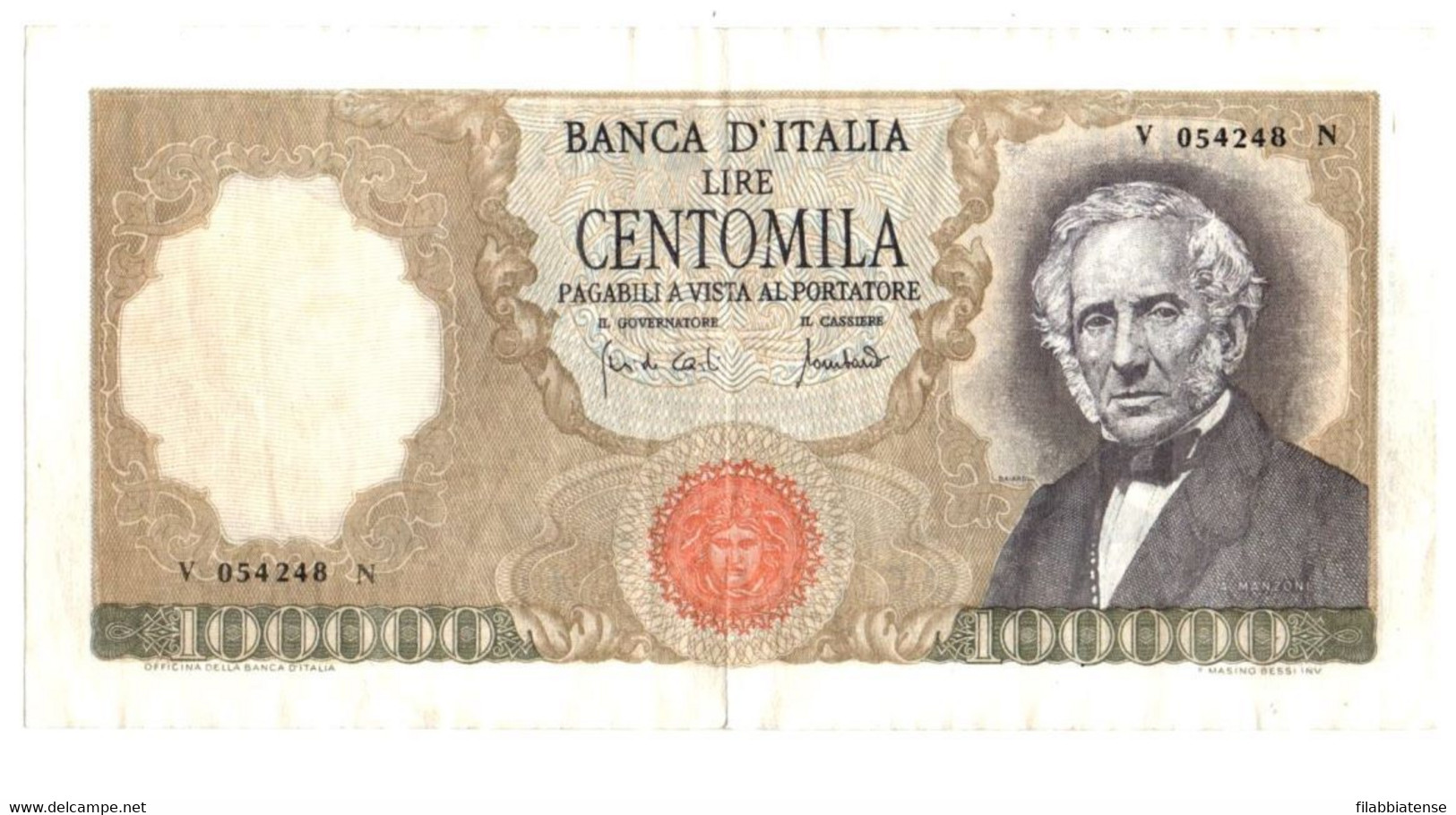 Italia - 100.000 Lire 1970 Manzoni      ----- - 100.000 Lire