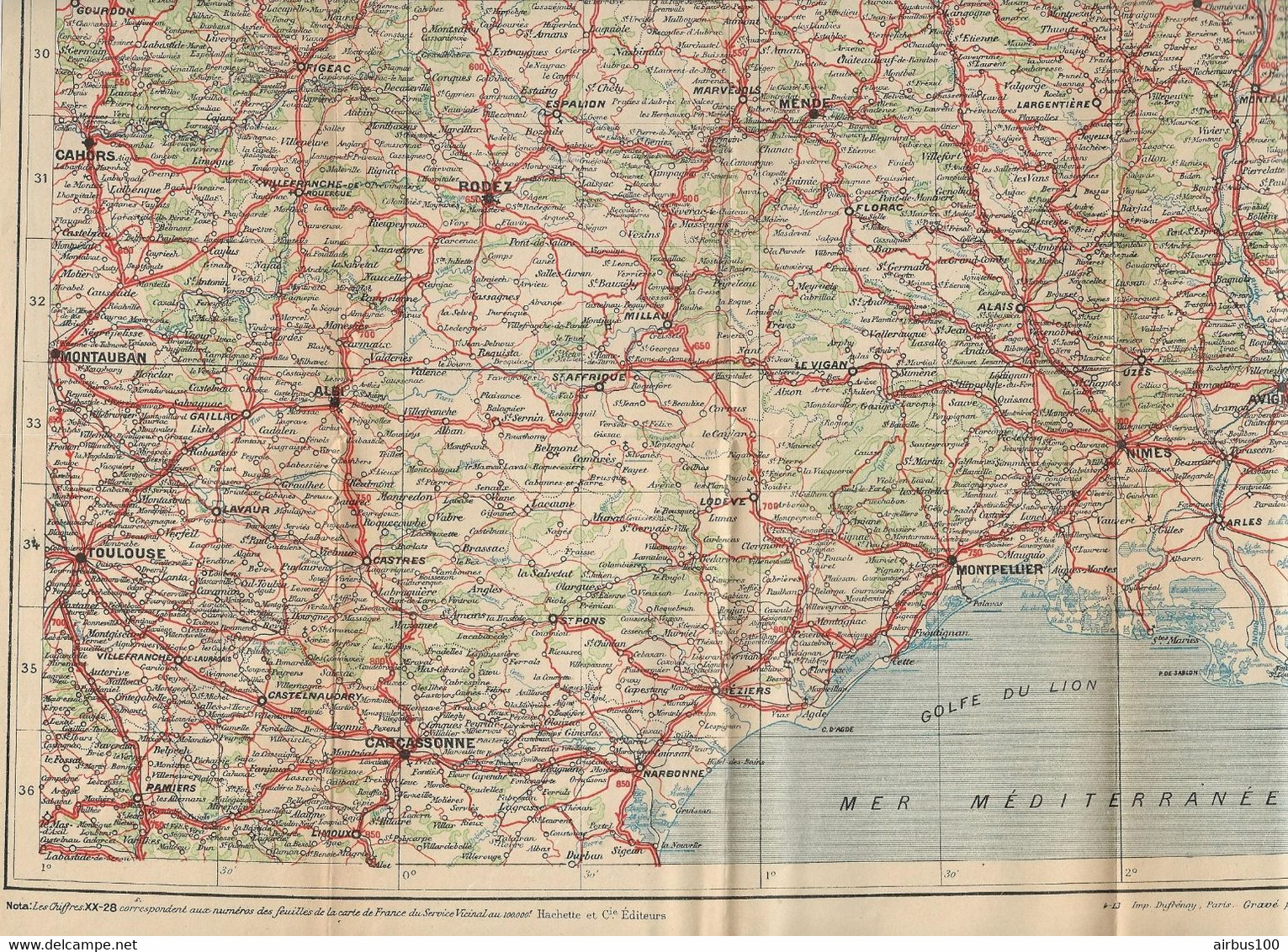 CARTE PLAN 1913 - 32 X 38,5 Cm - CARTE ROUTIERE CÉVENNES Et LANGUEDOC - CHEMINS De FER CHEF LIEU - Cartes Topographiques