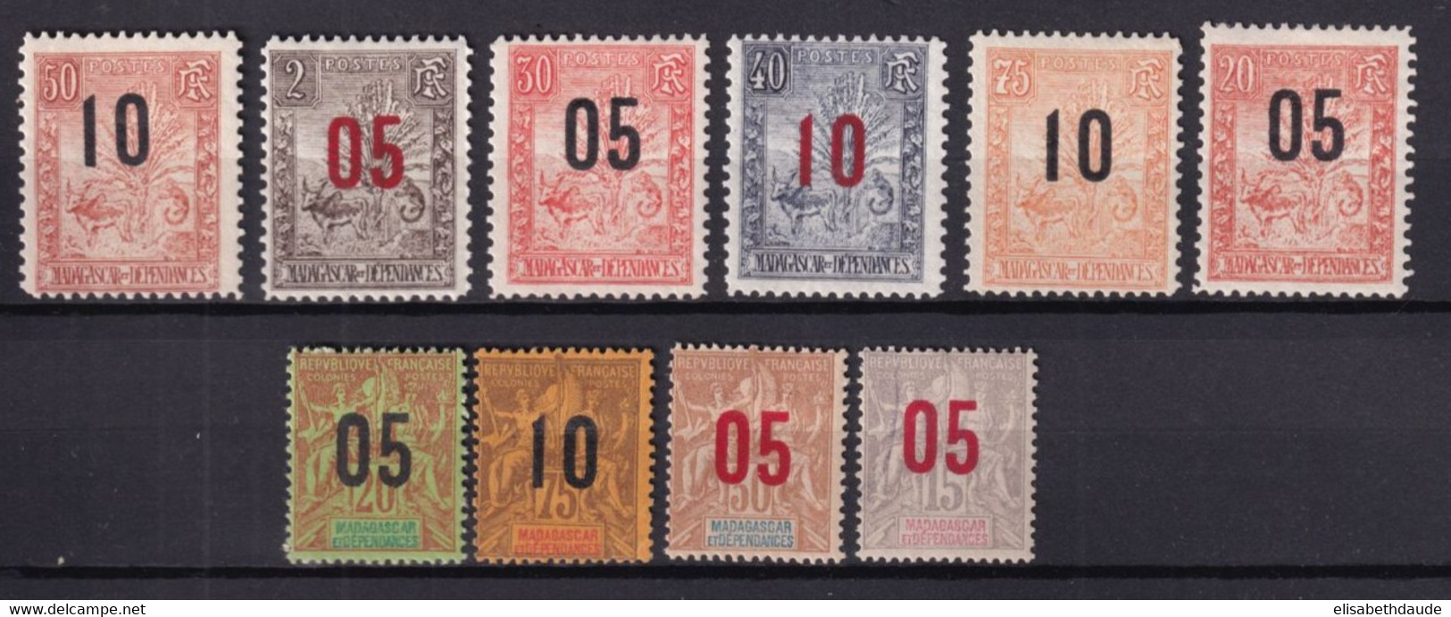 MADAGASCAR - 1912 - YT N° 111/120 * MLH - COTE 2022 = 38 EUR - Neufs