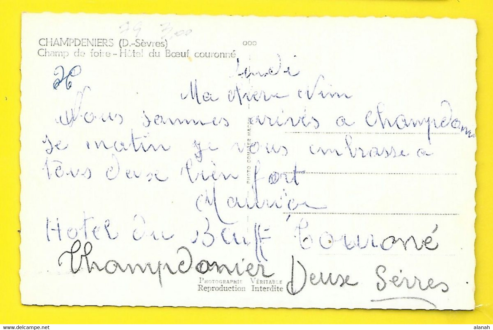 CHAMPDENIERS Champ De Foire Hôtel Du Boeuf Couronné (Combier) Deux Sèvres (79) - Champdeniers Saint Denis