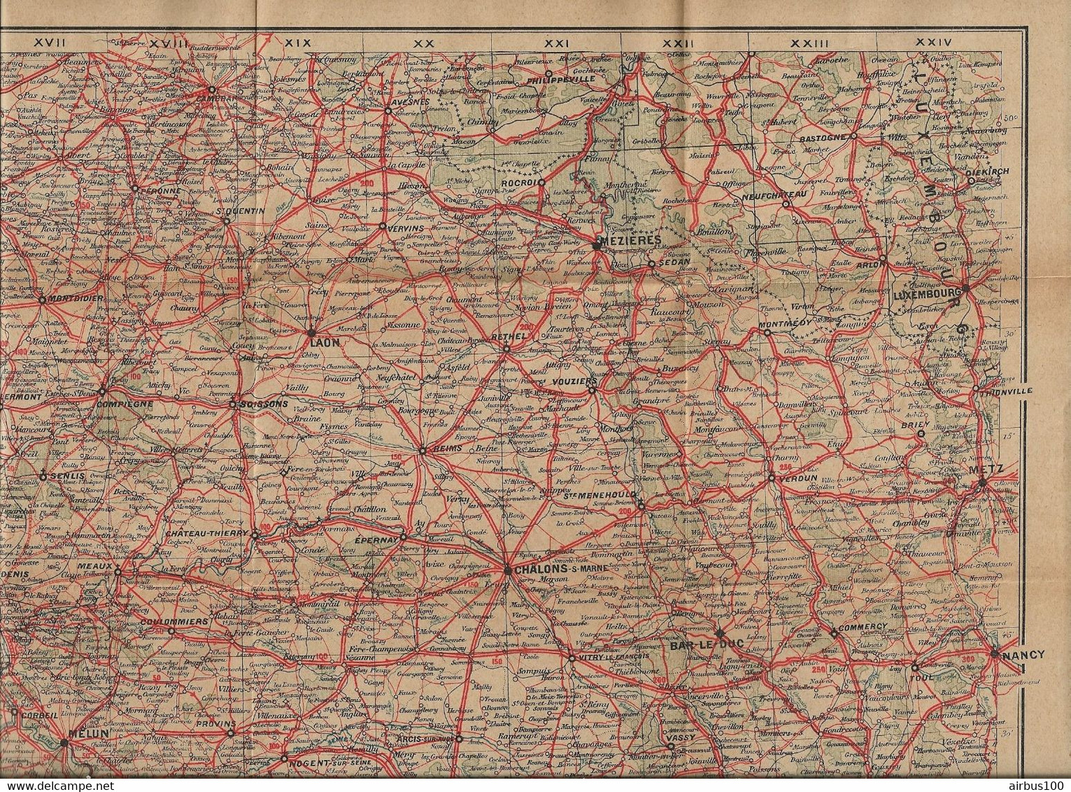 CARTE PLAN 1922 - 33,5 X 34,5 Cm - CHAMPAGNE ARDENNE - ROUTE NATIONALE - CHEMINS De FER - CHEF LIEU De CANTON - Cartes Topographiques