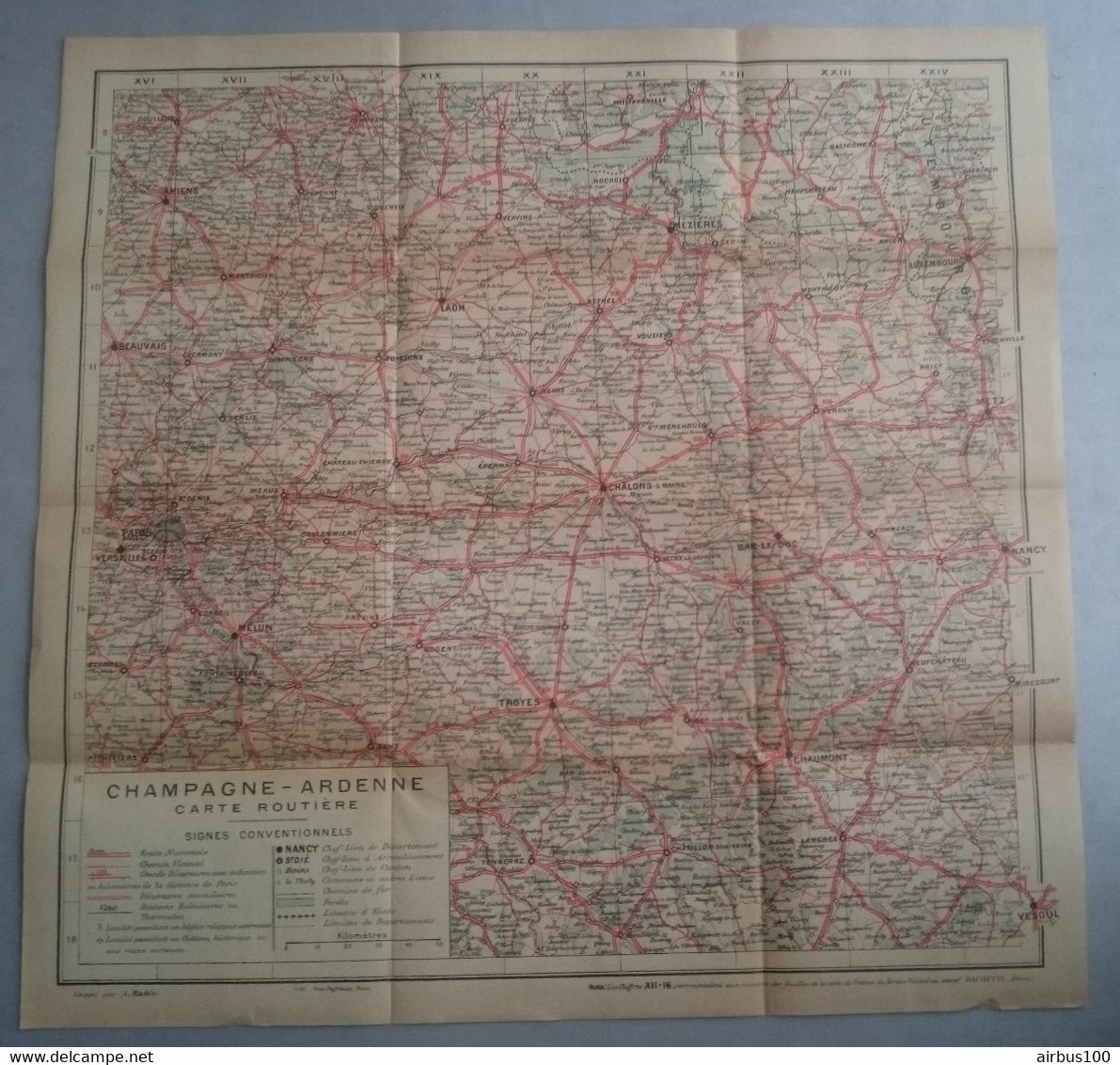 CARTE PLAN 1922 - 33,5 X 34,5 Cm - CHAMPAGNE ARDENNE - ROUTE NATIONALE - CHEMINS De FER - CHEF LIEU De CANTON - Cartes Topographiques