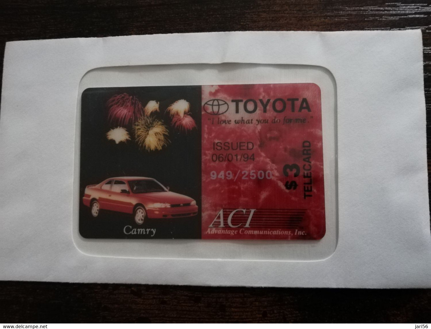 UNITED STATES ACI COMMUNICATIONS  TOYOTA CAMRY    $3,-  MINT IN SEALED COVER    LIMITED EDITION ** 6211** - Collections