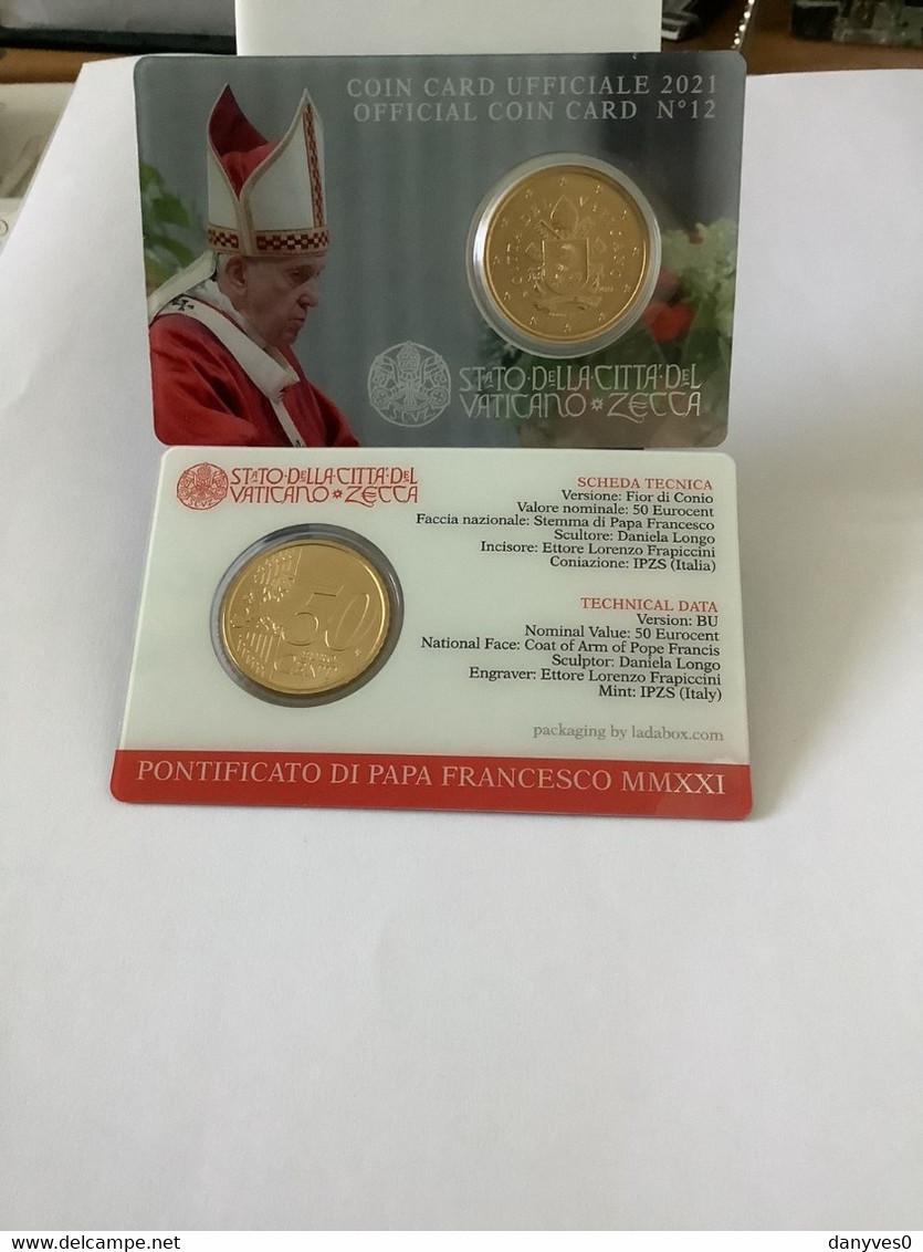 Pièce 50 Centimes Coincard Officielle  Vatican 2021  N°12   " Pape François " - Vatican