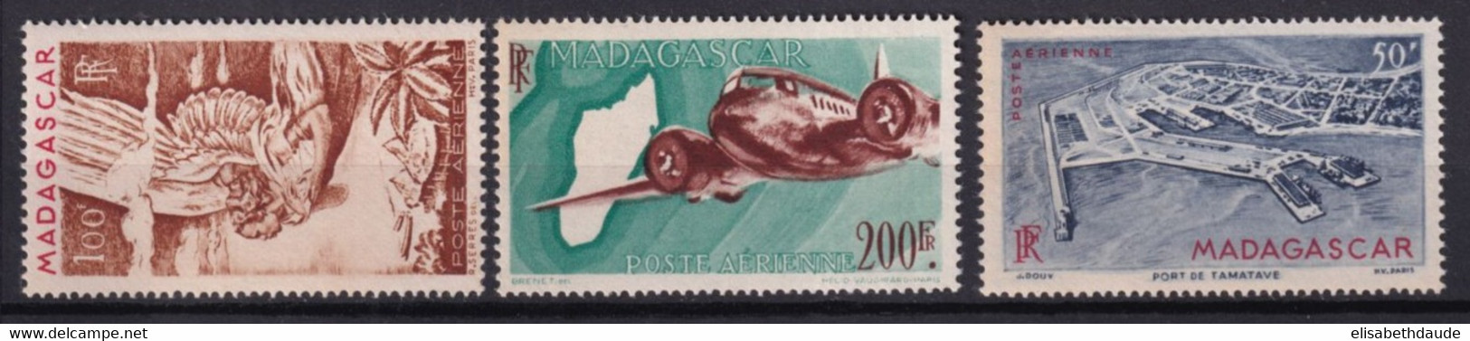 MADAGASCAR - 1946 - POSTE AERIENNE - YVERT N°63/64A ** MNH - COTE 2022 = 26 EUR. - Nuovi