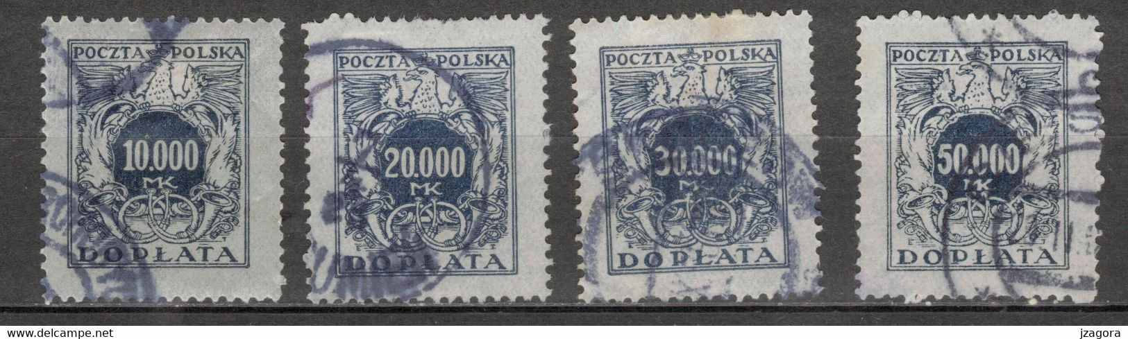 POLAND POLEN POLOGNE 1924 PORTOMARKEN TIMBRES DE SERVICES FRAIS DE PORT POSTAGE DUE REVENUE STAMPS Mi 54- 57  USED - Taxe