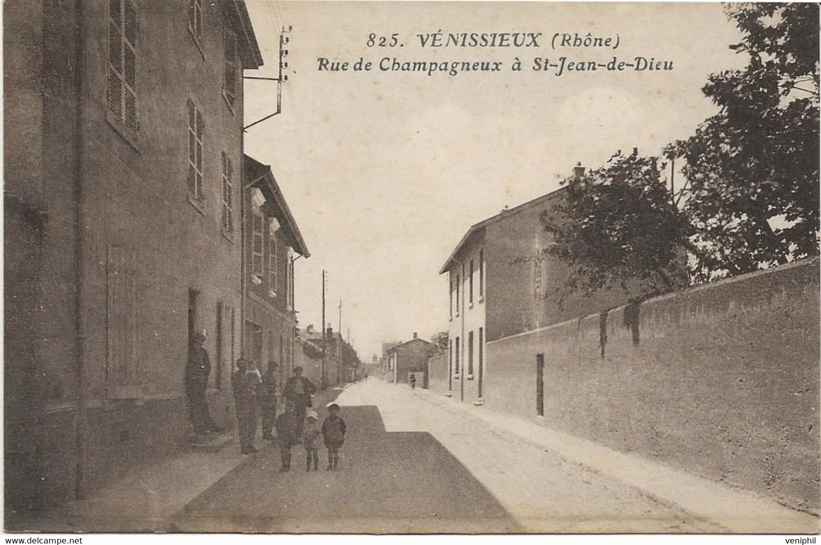 VENISSIEUX- RHONE - RUE DE CHAMPAGNEUX A ST JEAN DE DIEU - CARTE SEPIA - Vénissieux