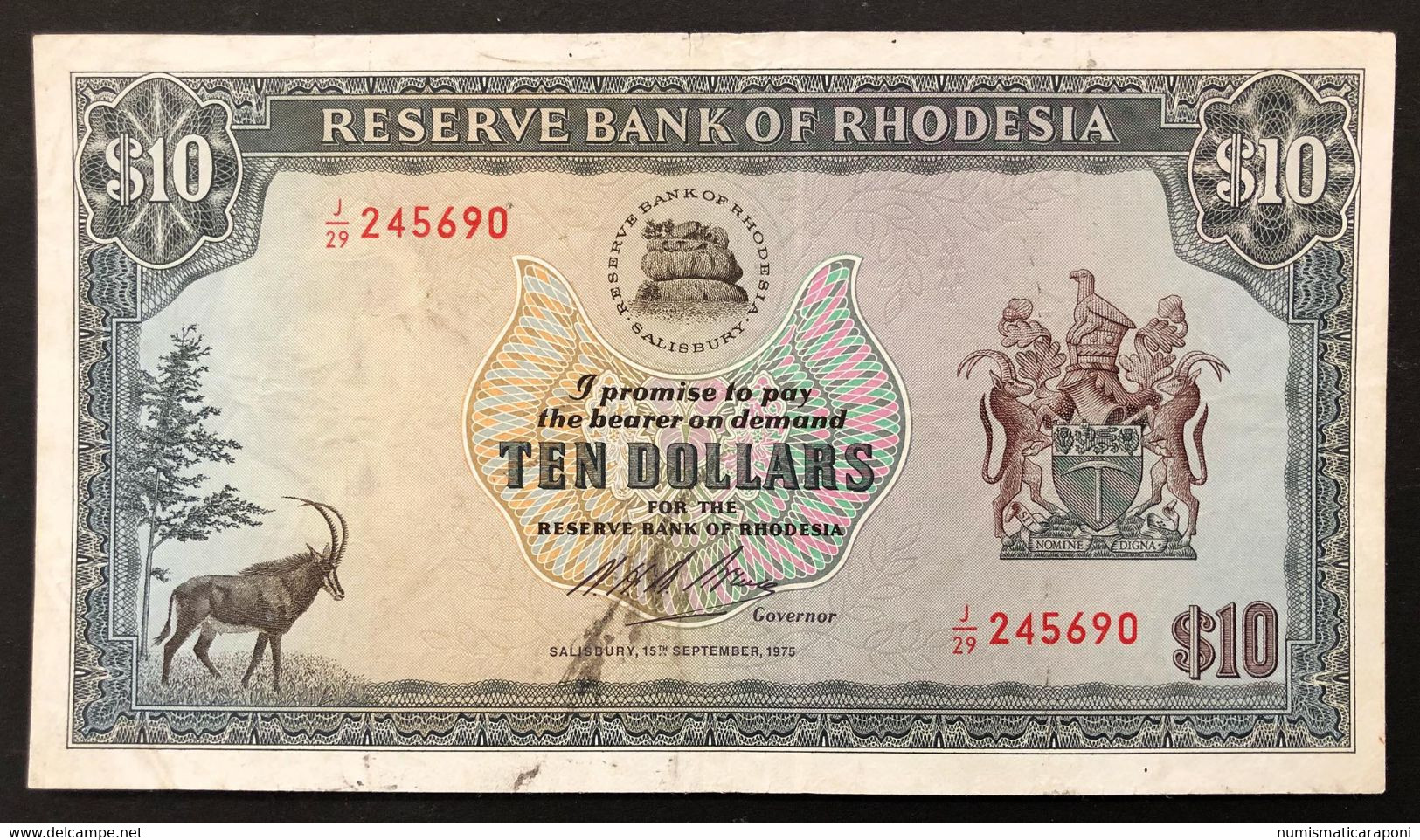 RHODESIA RODESIA 10 DOLLARI 1975 Pick#33g Lotto 3523 - Rhodésie