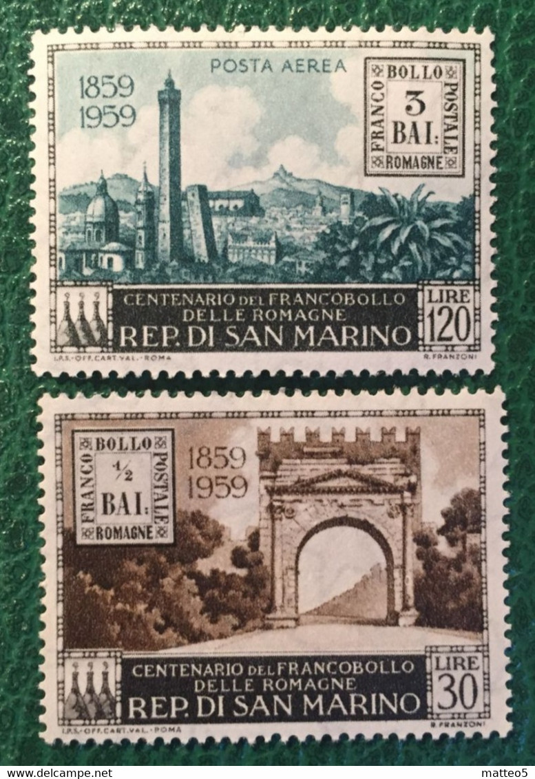 1959 - San Marino - Centenario Del Francobollo Delle Romagne - Due Valori - Nuovi - Ungebraucht