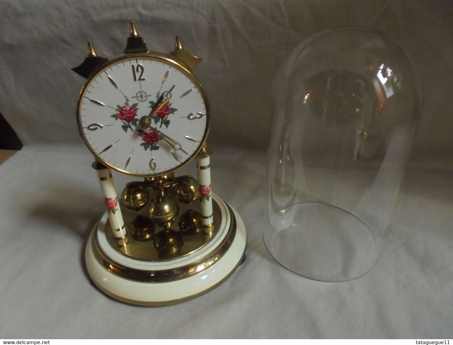 Ancien - Pendule Horloge à Poser Haller Germany Décor Petites Roses (A Réparer) - Wandklokken