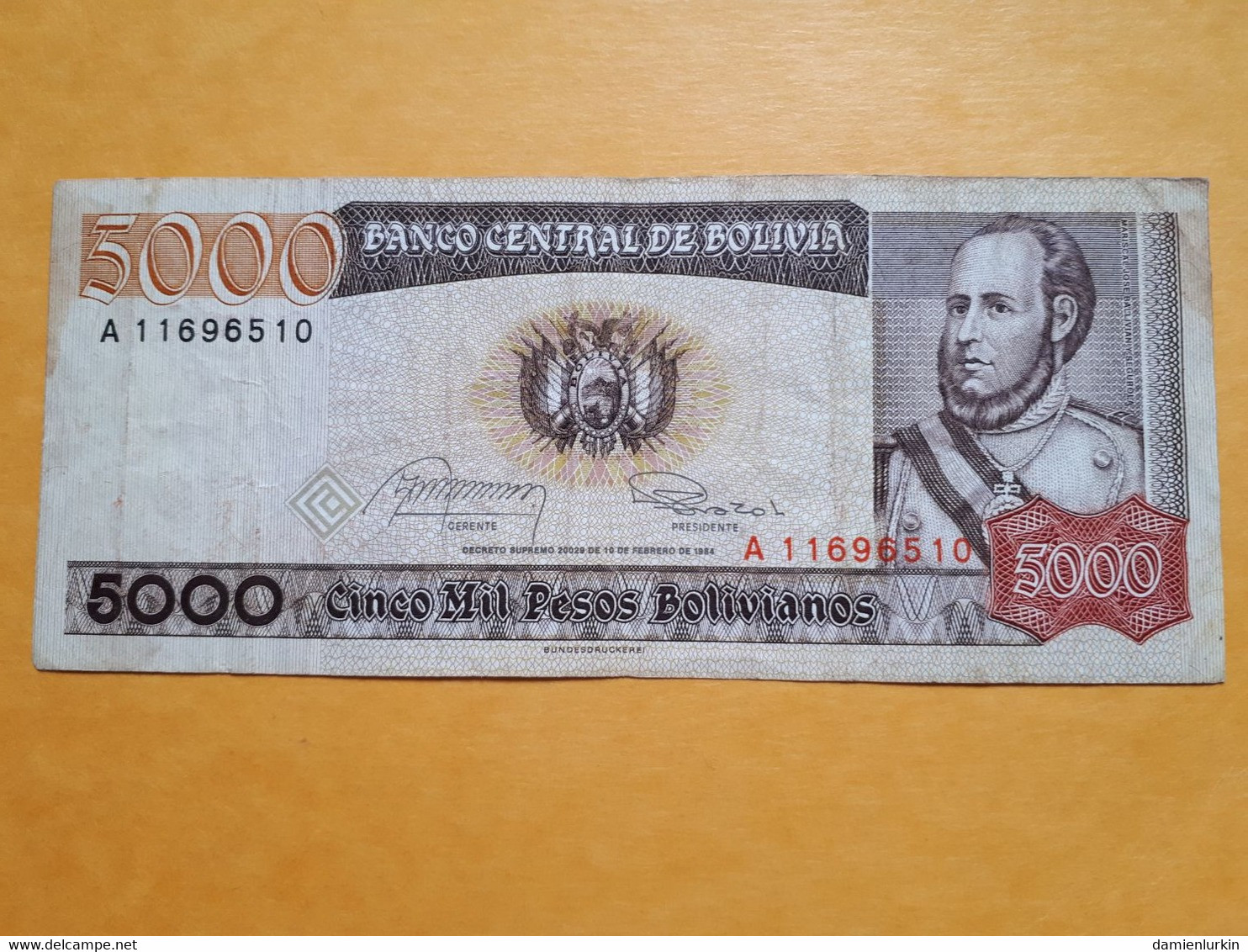 BOLIVIE 5000 PESOS BOLIVIANOS 1984 A P-168a.1 - Bolivie