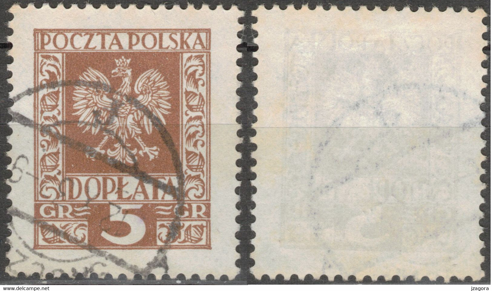 POLAND POLEN POLOGNE 1930 PORTOMARKEN TIMBRES DE SERVICES FRAIS DE PORT POSTAGE DUE REVENUE Mi 80 USED - Strafport