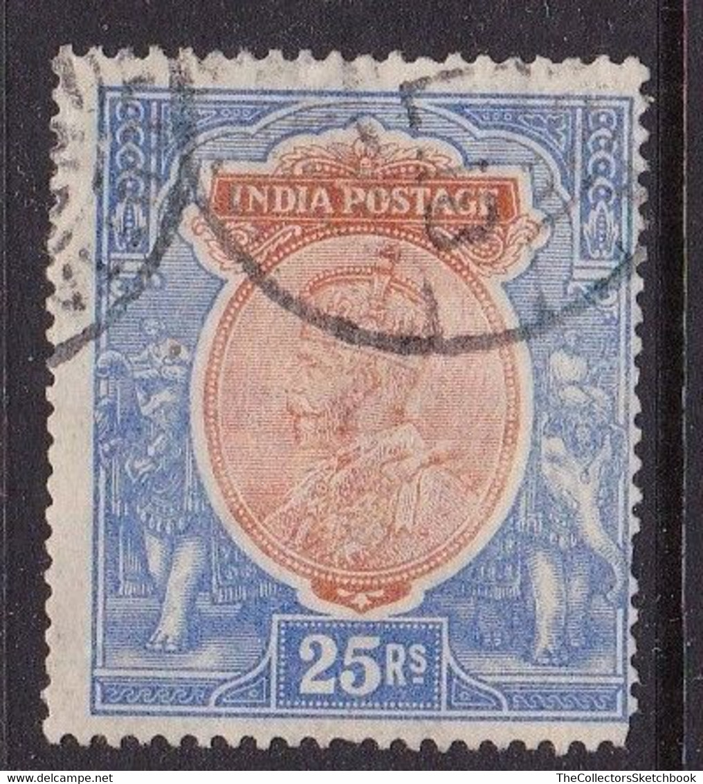India GV 1911  25 Roupee Orange And Brown.   (has Hinge Thins) - 1911-35 Roi Georges V