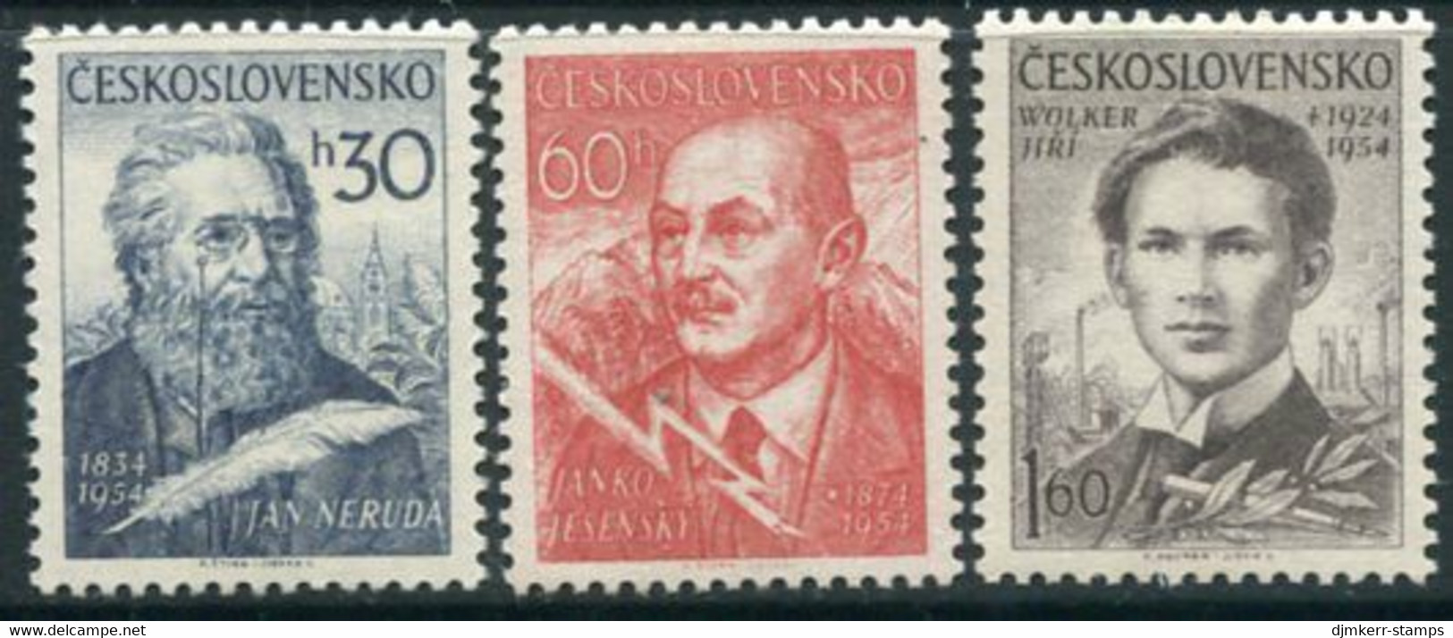 CZECHOSLOVAKIA 1954 Poets MNH / **.  Michel 881-83 - Nuevos