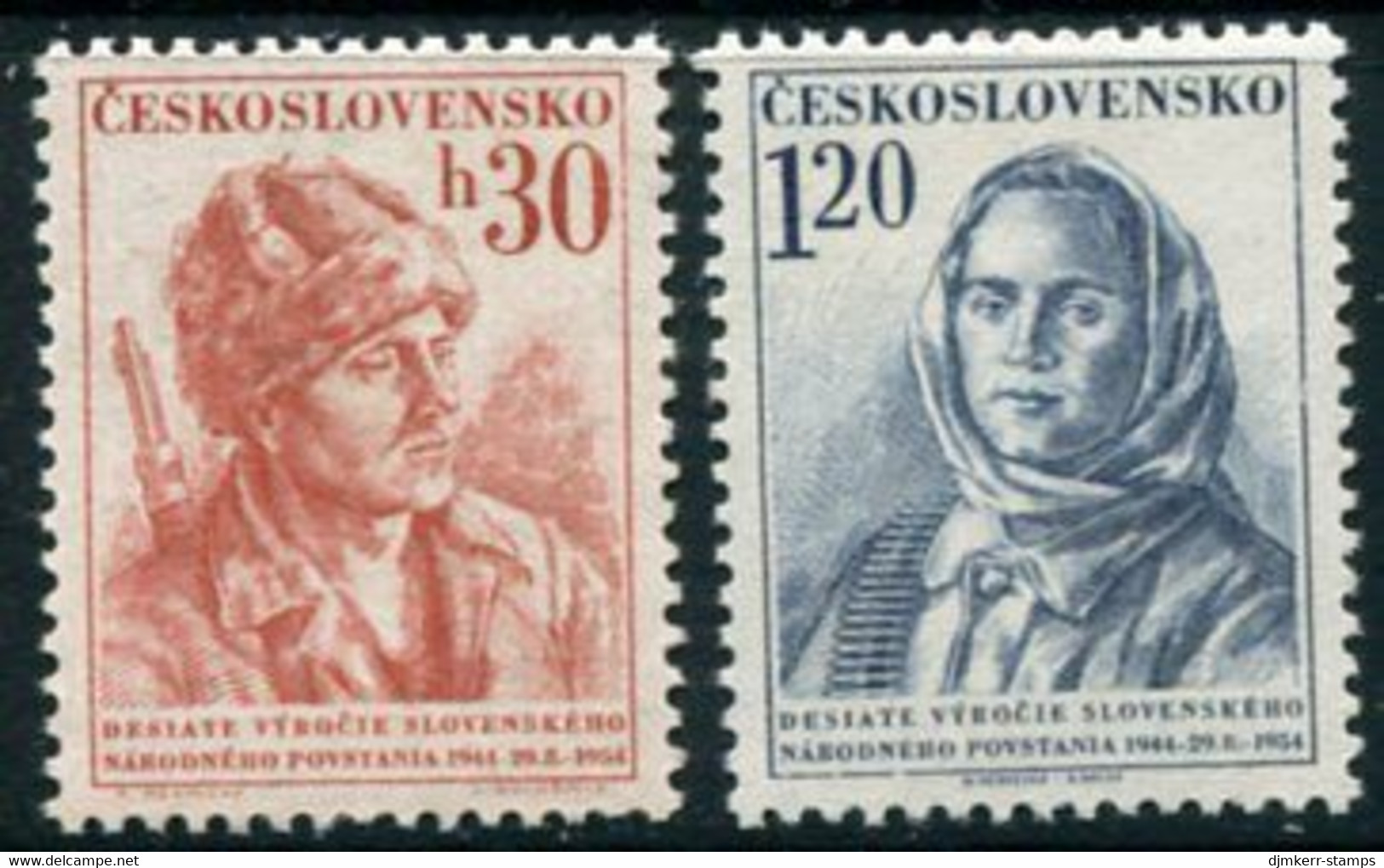 CZECHOSLOVAKIA 1954 Slovak National Rising Anniversary MNH / **.  Michel 869-70 - Ongebruikt