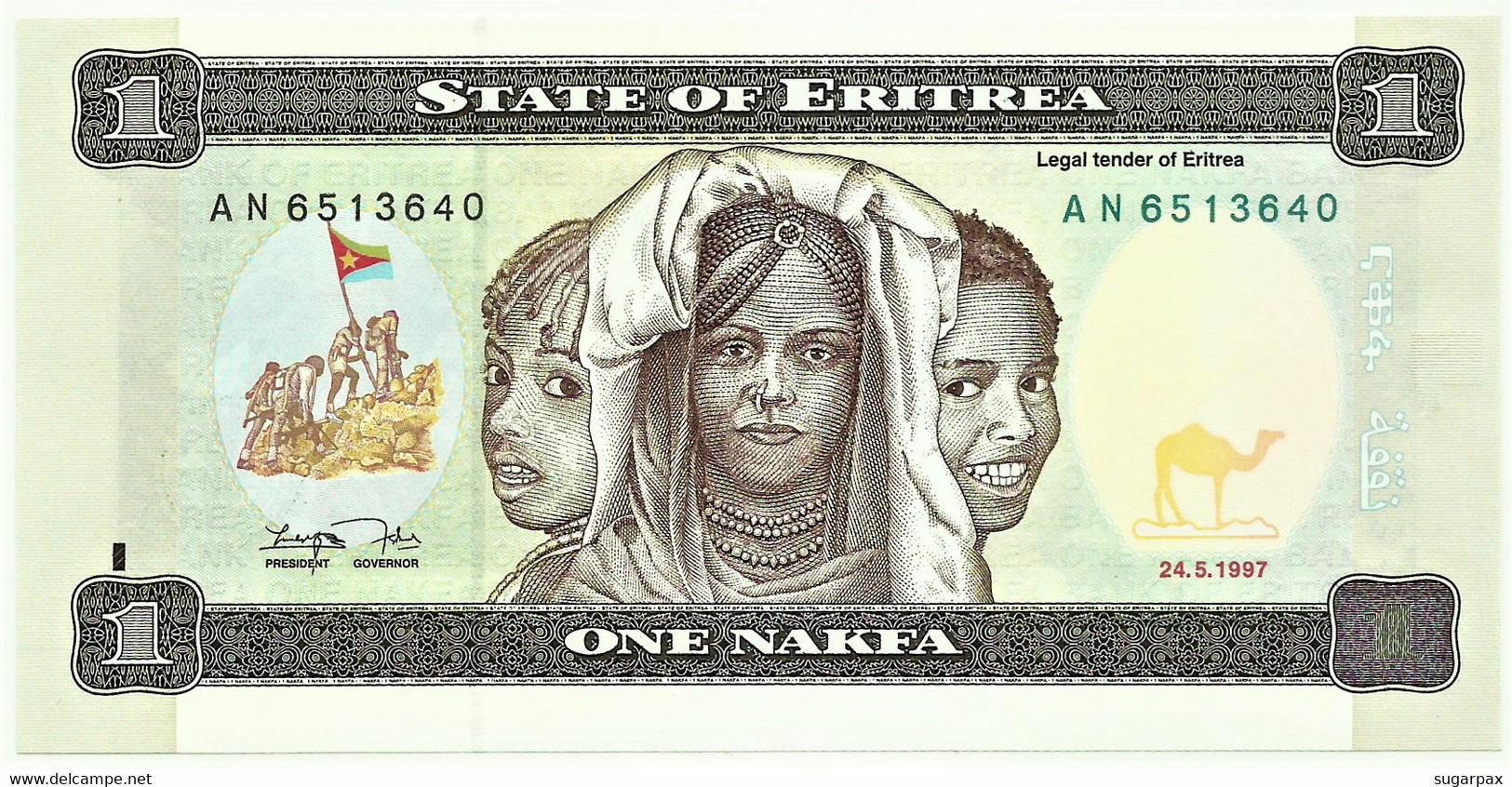 Eritrea - 1 Nakfa - 24.5.1997 - Pick 1 - Unc. - Prefix AN - Erythrée