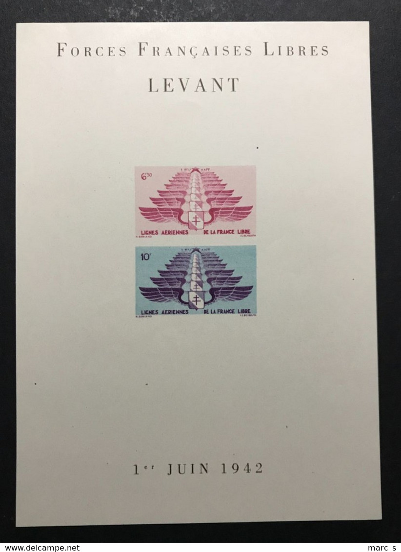 LEVANT 1942 - NEUF**/MNH - BLOC FEUILLET BF 1B - NON DENTELE IMPERF ND - Forces Françaises Libres - RARE - Ongebruikt