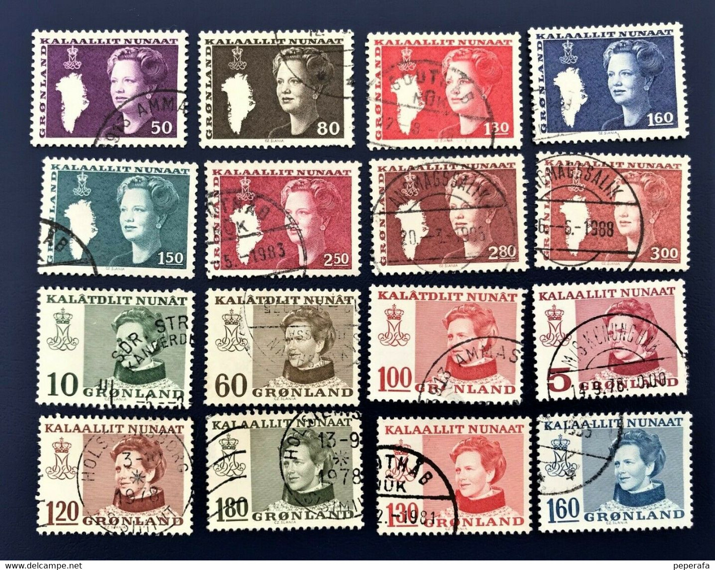 Denmark, Greenland GRØNLAND 1973 - 1989, LARGE COLLECTION Dronning Margrethe - Collections, Lots & Series