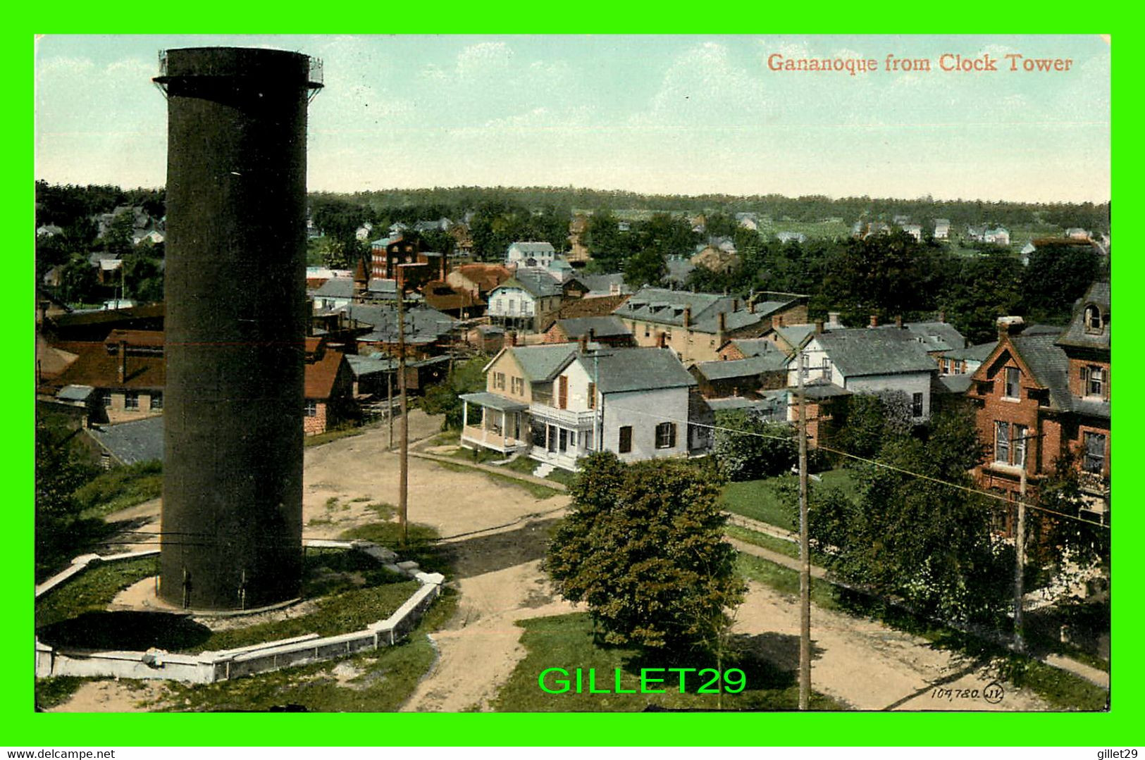 GANANOQUE, ONTARIO - VIEW FROM CLOCK TOWER - TRAVEL IN 1910 -  THE VALENTINE & SONS PUB - - Gananoque