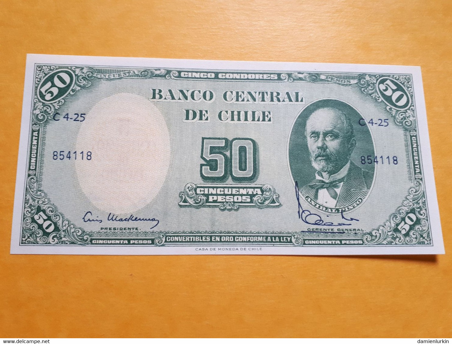 CHILI 50 PESOS 5 CENTESIMOS DE ESCUDO 1960 UNC P-126b.1 - Chili