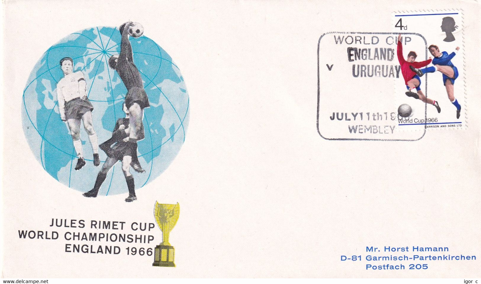 England UK 1966 Cover: Football Fussball Soccer; FIFA World Cup 1966 Jules Rimet Cup; England - Uruguay; Wembley - 1966 – Angleterre