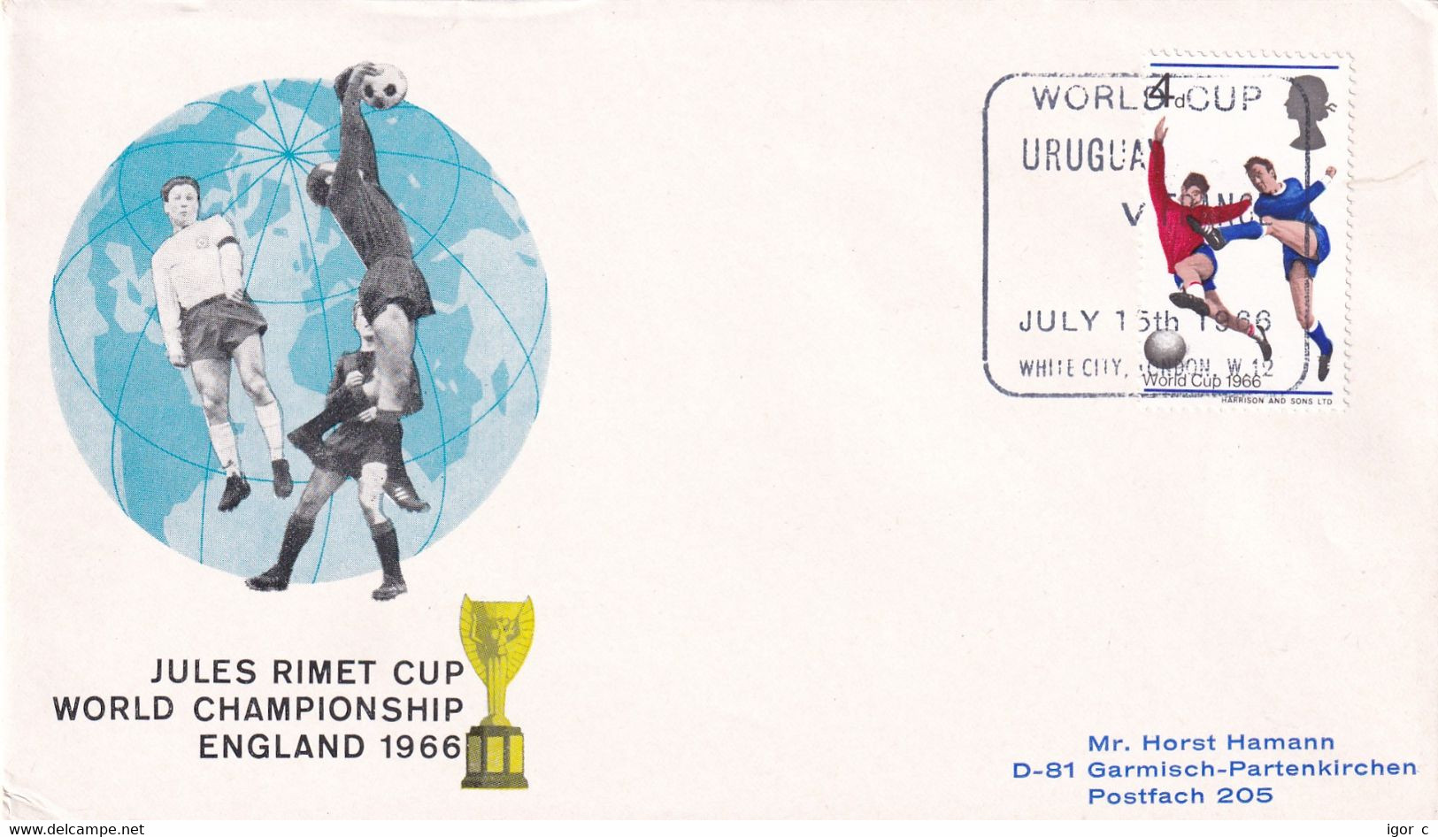 England UK 1966 Cover: Football Fussball Soccer; FIFA World Cup 1966 Jules Rimet Cup; Uruguay  - France, London - 1966 – Angleterre