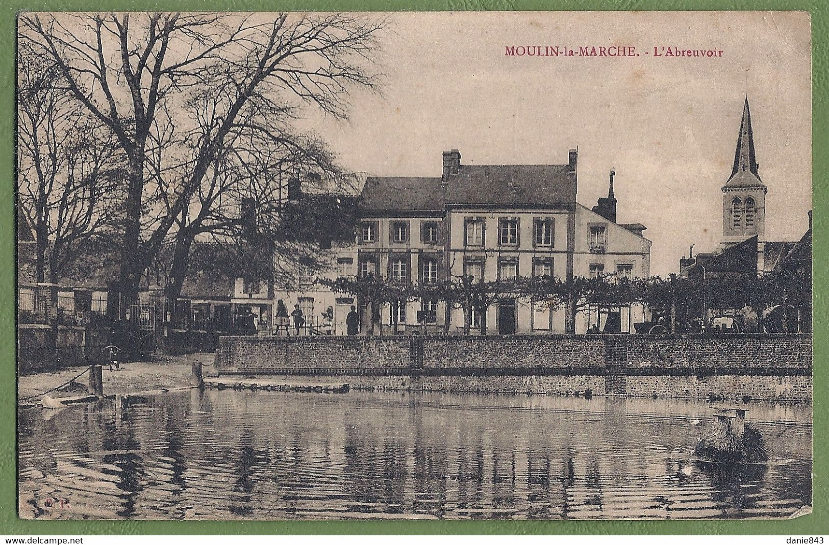 CPA  - ORNE - MOULINS LA MARCHE - L'ABREUVOIR - Petite Animation - édition E.P. - Moulins La Marche