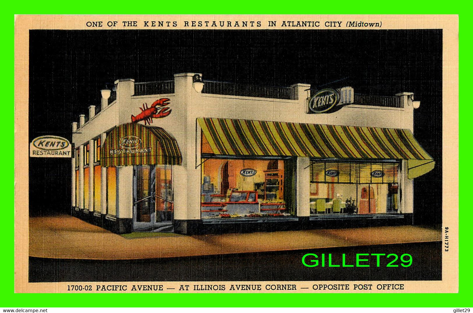 ATLANTIC CITY, NJ - ONE OF THE KENTS RESTAURANTS - CURTEICH-CHICAGO - - Atlantic City