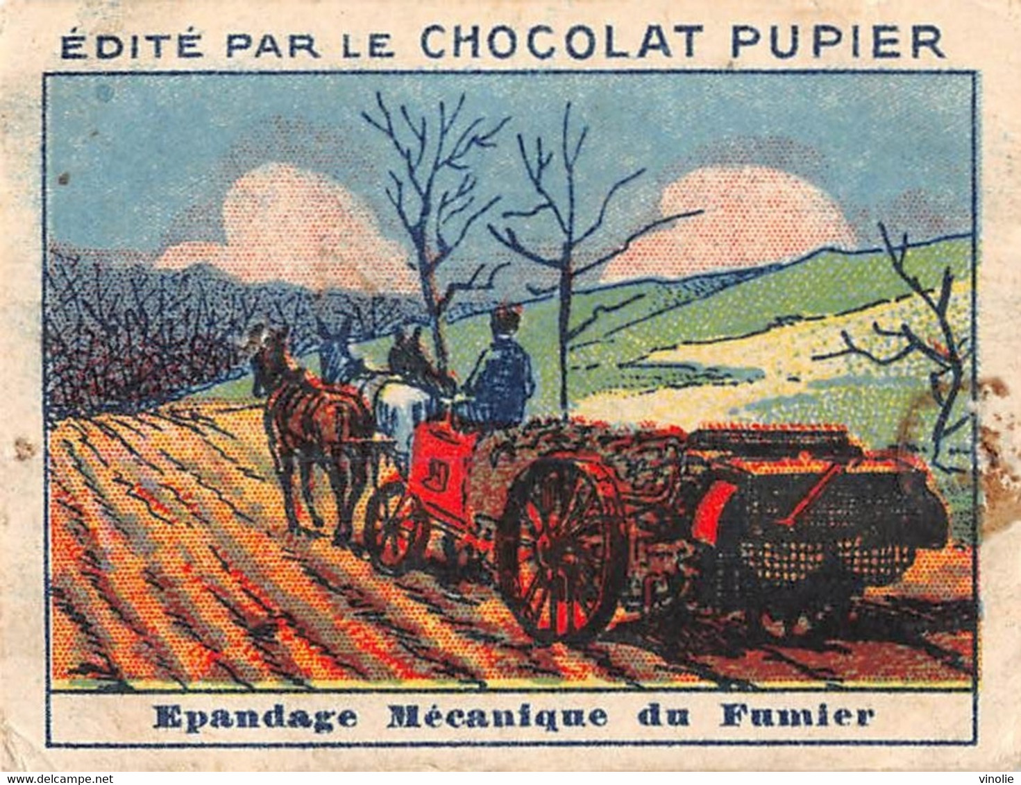 PIE-T-PL-21-3691 : IMAGE  OFFERTE PAR LE CHOCOLAT PUPIER. EPANDAGE MECANIQUE DU FUMIER. AGRICULTURE - Otros & Sin Clasificación