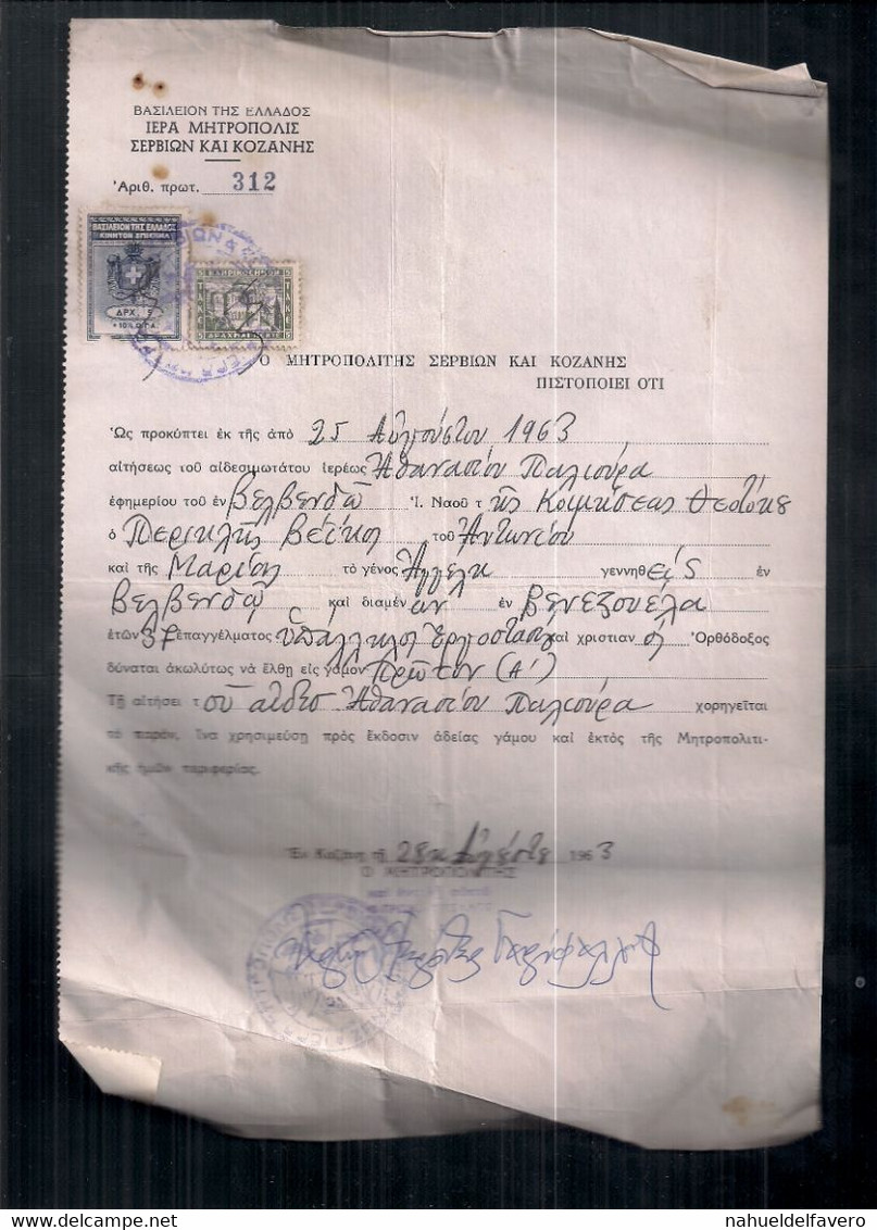 Grecia - Ancien Document Avec Timbres Fiscaux - Lettres & Documents